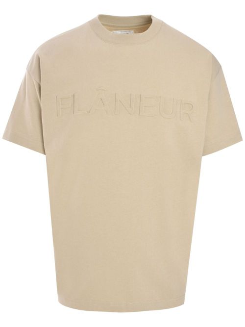 Logo-embossed T-shirt - Neutrals