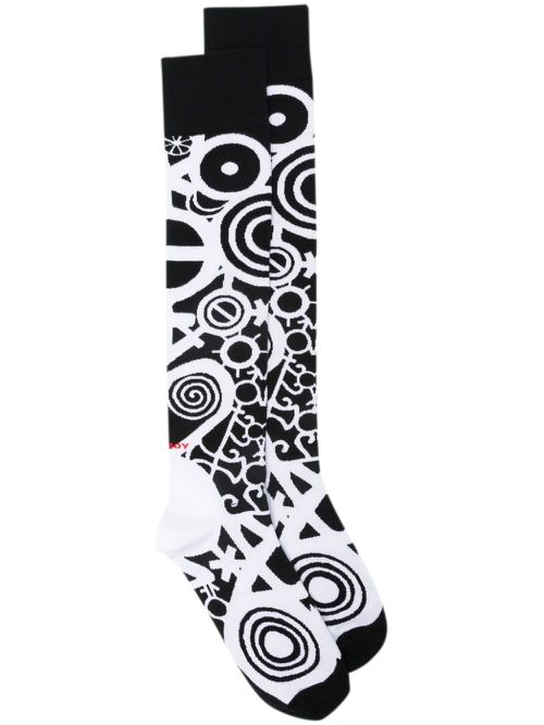 Patterned-intarsia knee socks - Black