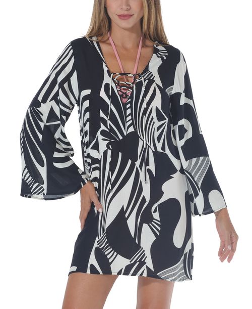 Women's Printed Tunic Cover-Up - Black Print