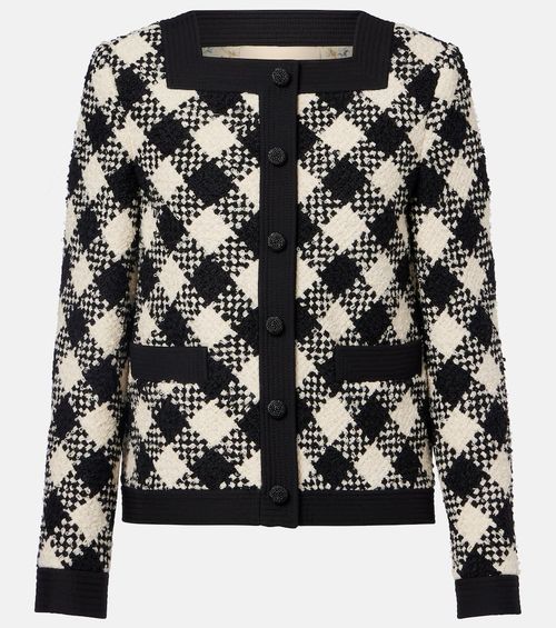 Checked ruffled tweed jacket