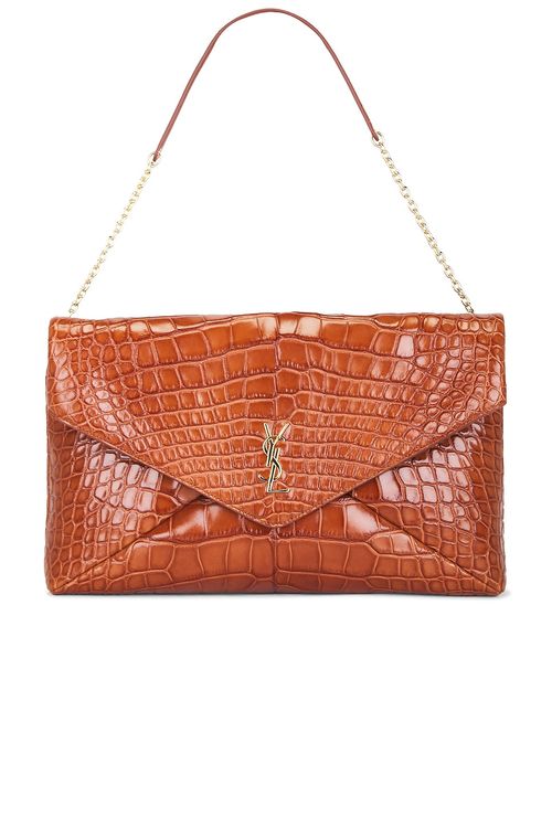 Saint Laurent XXL Alligator Envelope On Chain Bag in Dark Nutmeg & Nutmeg - Brown. a