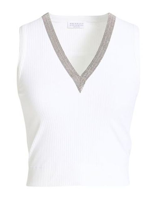 Woman Top White Size M Cotton, Elastane, Acetate, Silk, Brass
