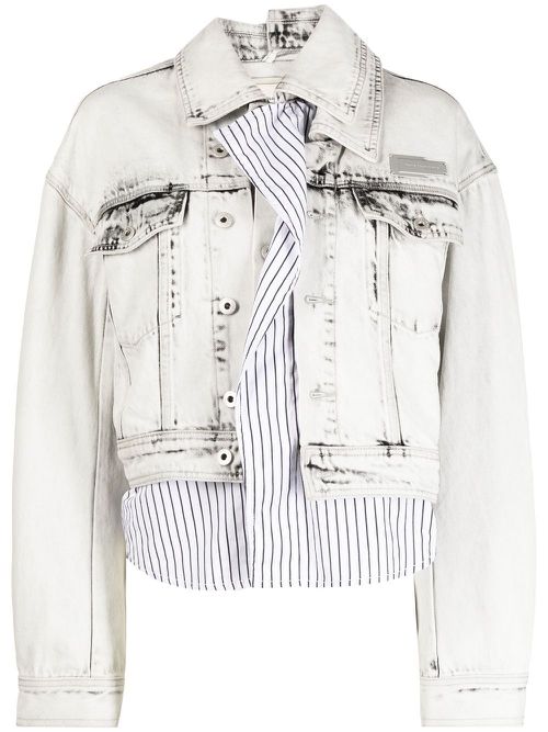 Logo-patch denim jacket - Grey