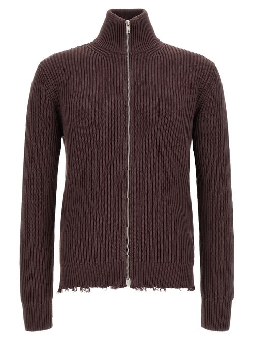Ribbed Cotton Turtleneck Sweater — Brown