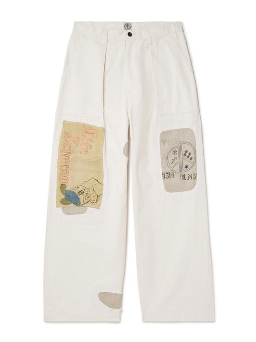 Fatigue Wide-Leg Patchwork Cotton-Twill Trousers