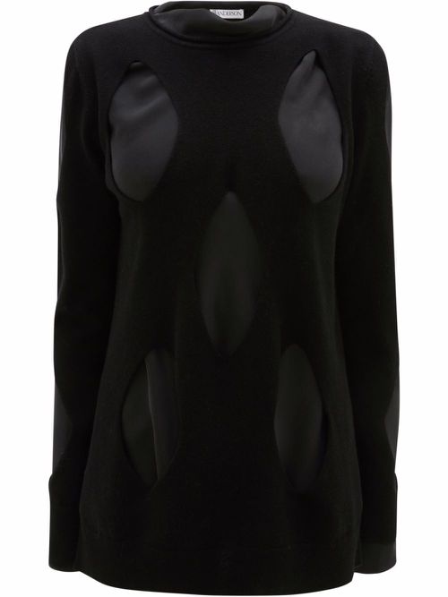 Cut-out layered jumper - Black