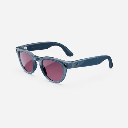 Refurbished Ray-Ban Meta Headliner Gen 1, Shiny Jeans Transparent / Dusty Red Polarized, Standard, High Bridge Fit