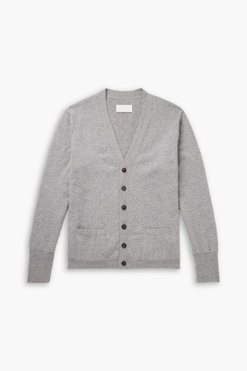 Brushed-cashmere and cotton-blend cardigan - Gray - S