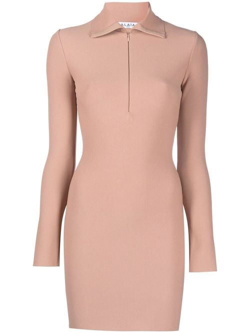 Peach Half zip Fastening Mini Dress