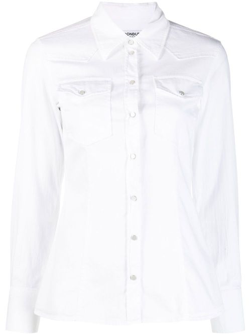 Long-sleeved stretch-cotton shirt - White