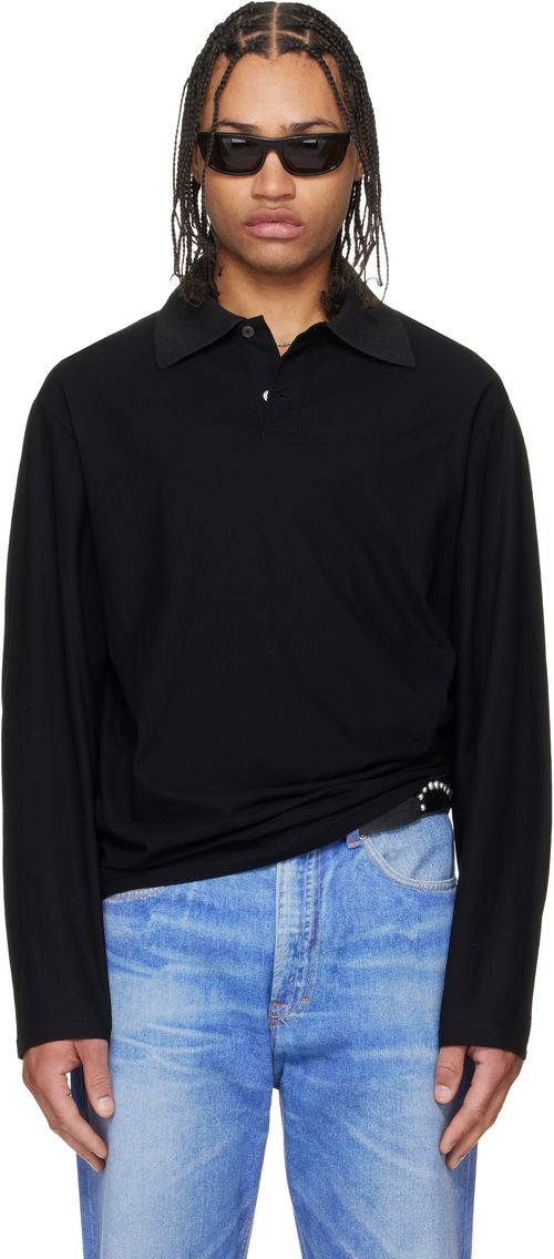 Black Rugby Longsleeve Polo