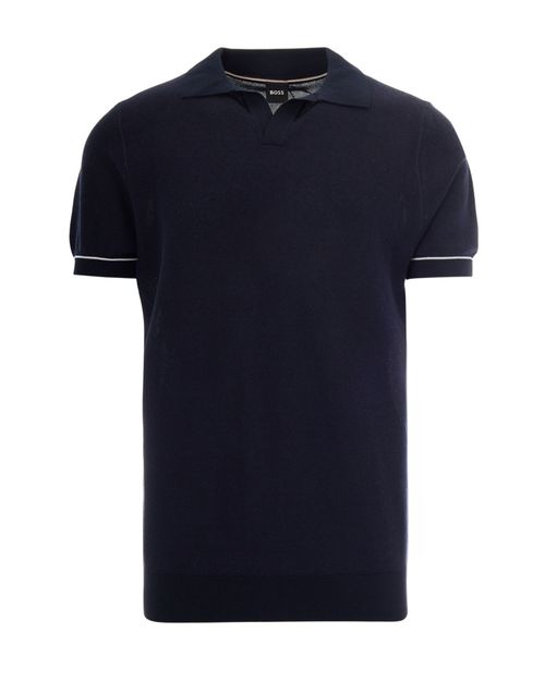 Blue Solid Shirt Collar Polo
