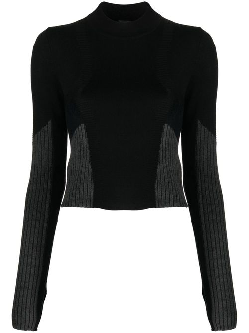 Ribbed knitted jumper - Black