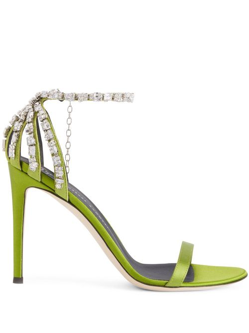 Adele crystal 105mm sandals - Green