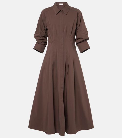 Pintuck cotton-blend midi dress