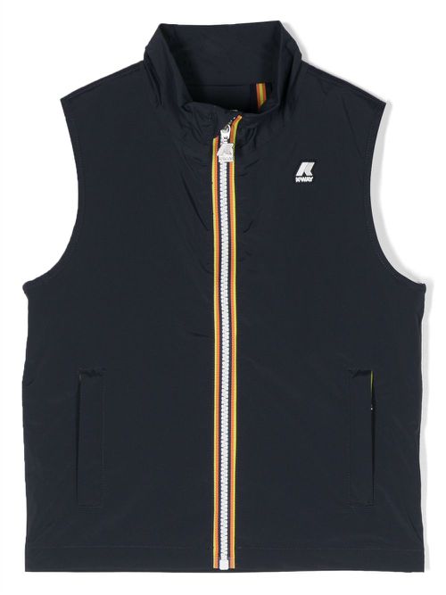 Logo-patch zip-up gilet - Blue