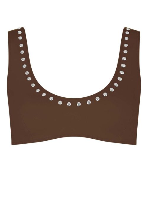 Studded bikini top - Brown
