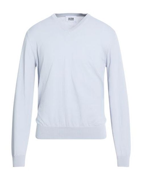 Man Sweater Sky blue Size 40 Cotton