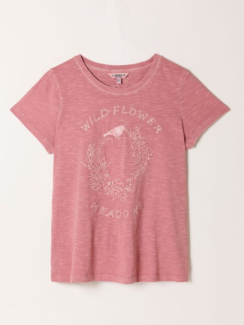 FatFace Wild Meadow Graphic T Shirt in Pink