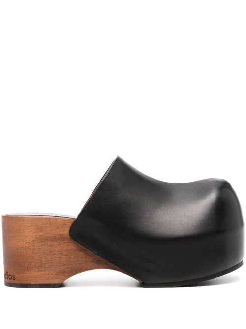 Wooden-platform clogs - Black