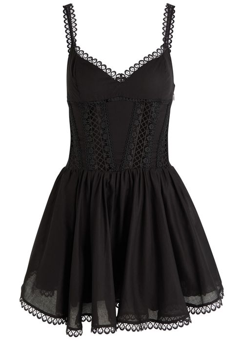 Charo Ruiz Ibiza Gardenia Lace-embellished Cotton-blend Mini Dress