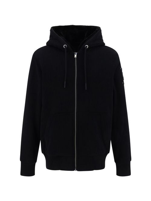 Cotton-Blend Hooded Hoodie — Black