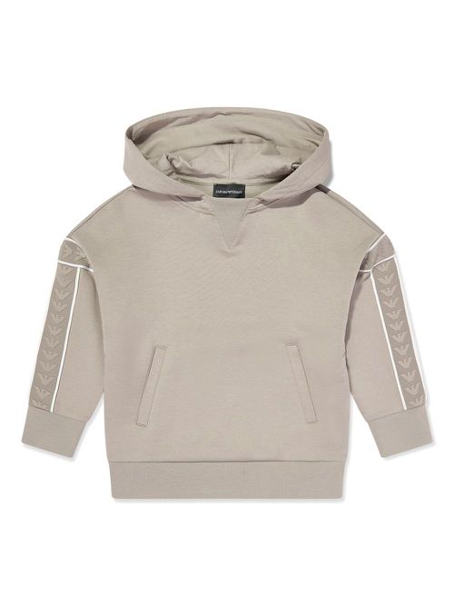Jacquard-logo-sleeve hoodie - Neutrals