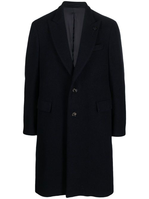 Single-breasted wool-blend coat - Blue