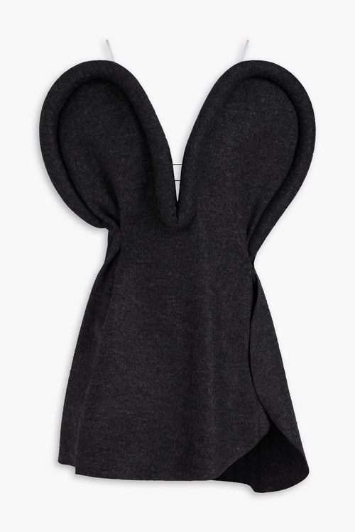 Wool-felt mini dress - Gray - UK 6