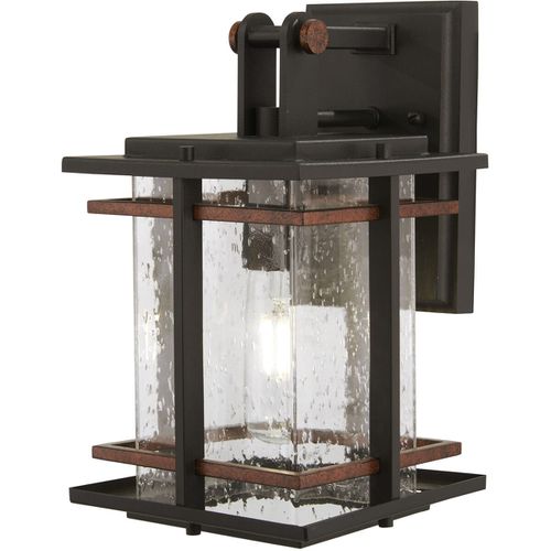 San Marcos Outdoor Wall Light in Black with Antique Copper Accent