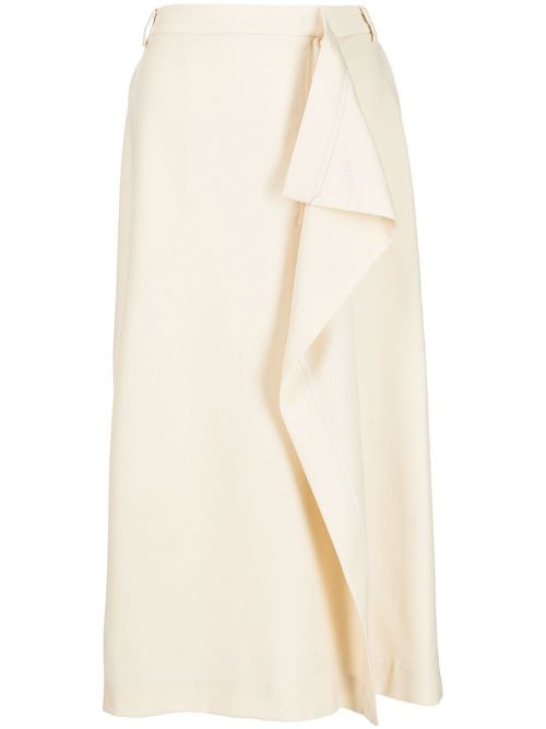 High-waisted midi skirt - White