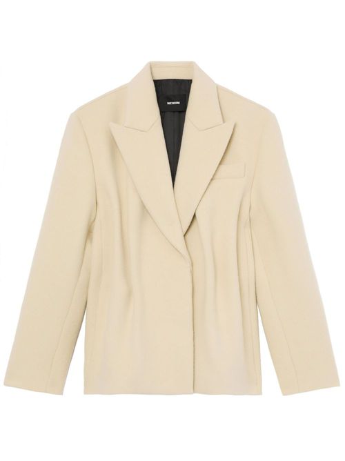 Single-breasted knitted blazer - Neutrals