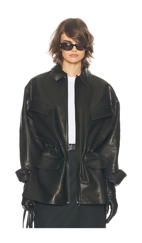 Helsa The Peplum Leather Moto Jacket in Black. - XS also in L, M, S