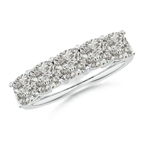 Angara 3.45 Carats Prong-Set Cushion Diamond Five Stone Wedding Ring in 14K White Gold