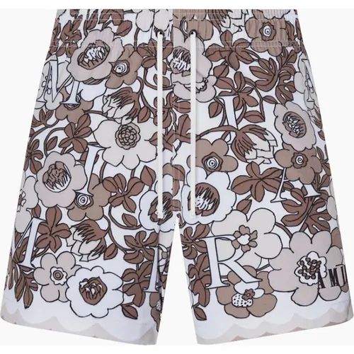 Men's AMIRI FLOWER SWIM SHORTS BROWN