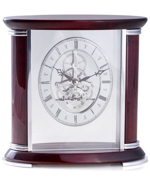 Luxemburg, Lacquered Rosewood & Stainless Steel Accents Quartz Clock