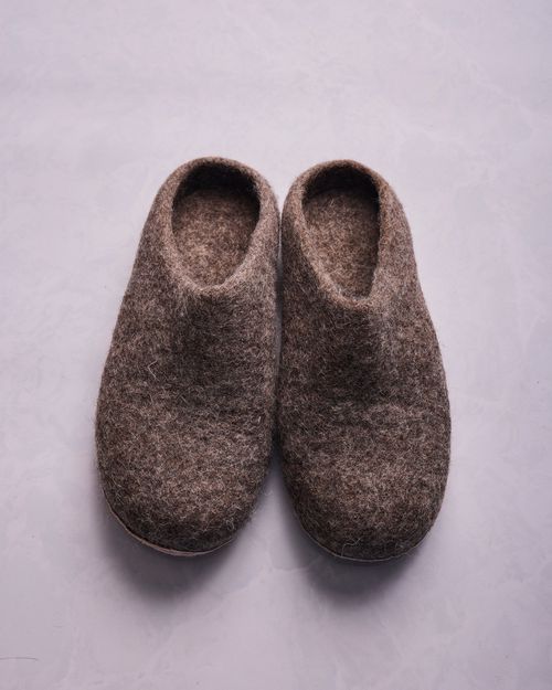 Earth Brown - Organic Merino Wool Slippers - Printfresh