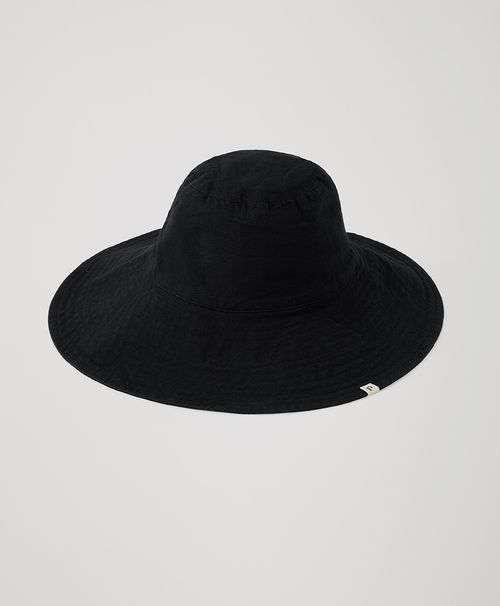 Women's Black Organic Cotton Packable Sun Hat