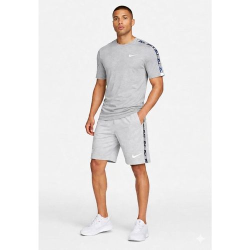 Nike Mens Tracksuit Tape T Shirt Shorts Set in Grey/Grey Cotton - Mediu