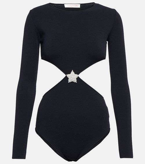 Embellished cut-out bodysuit