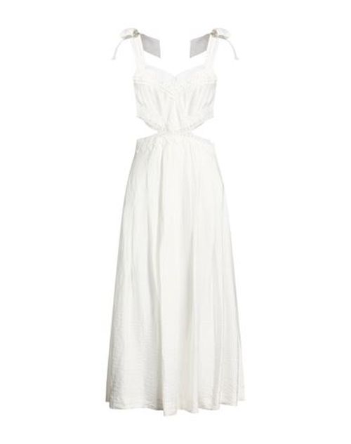 Woman Midi dress White Size 10 Viscose, Linen, Polyamide, Polyester