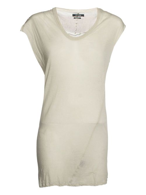 Scoop-neck cap-sleeve dress - Neutrals