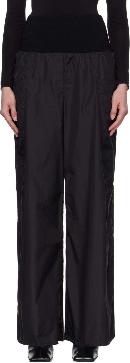 Black Nylon Track Pants