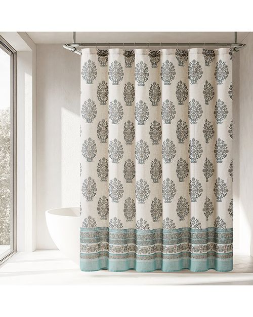 Sofia Flower Block Bouquet Shower Curtain
