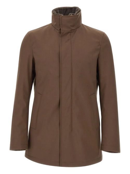Stand-Collar Parka — Brown