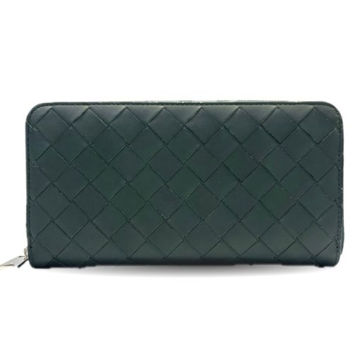 Bottega Veneta Green Leather Long Wallet Bi-Fold Pre-Owned
