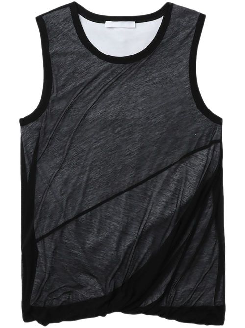 Layered cotton tank top - Black
