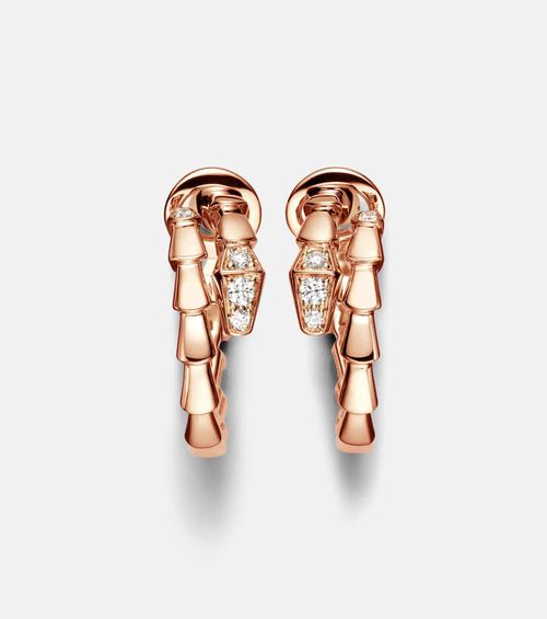 Bvlgari Serpenti Viper 18kt rose gold hoop earrings with diamonds