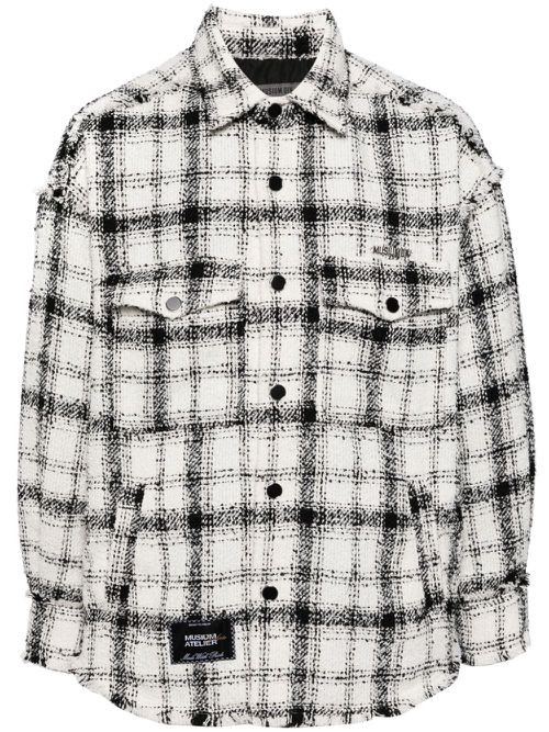 Checked shirt jacket - White