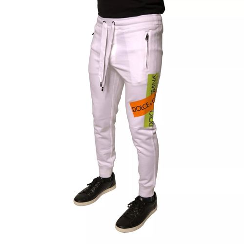 Logo-Tape Cotton Joggers — White
